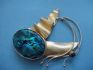 pin combined with abalonuy & silver 24 K gold dipt