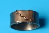 Titanium ring combined 14 K gold