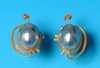 earring combined with mother of pearl and silver 24 K gold dipt