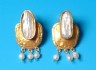 earring combined with pearl & silver 24 K gold dipt