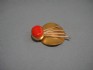 pin combined with coral & silver 24 K gold dipt