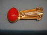 pin combined with coral & silver 24 K gold dipt