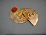 pin combined with coral & silver 24 K gold dipt