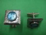 sterling silver cufflink combined with roman glas